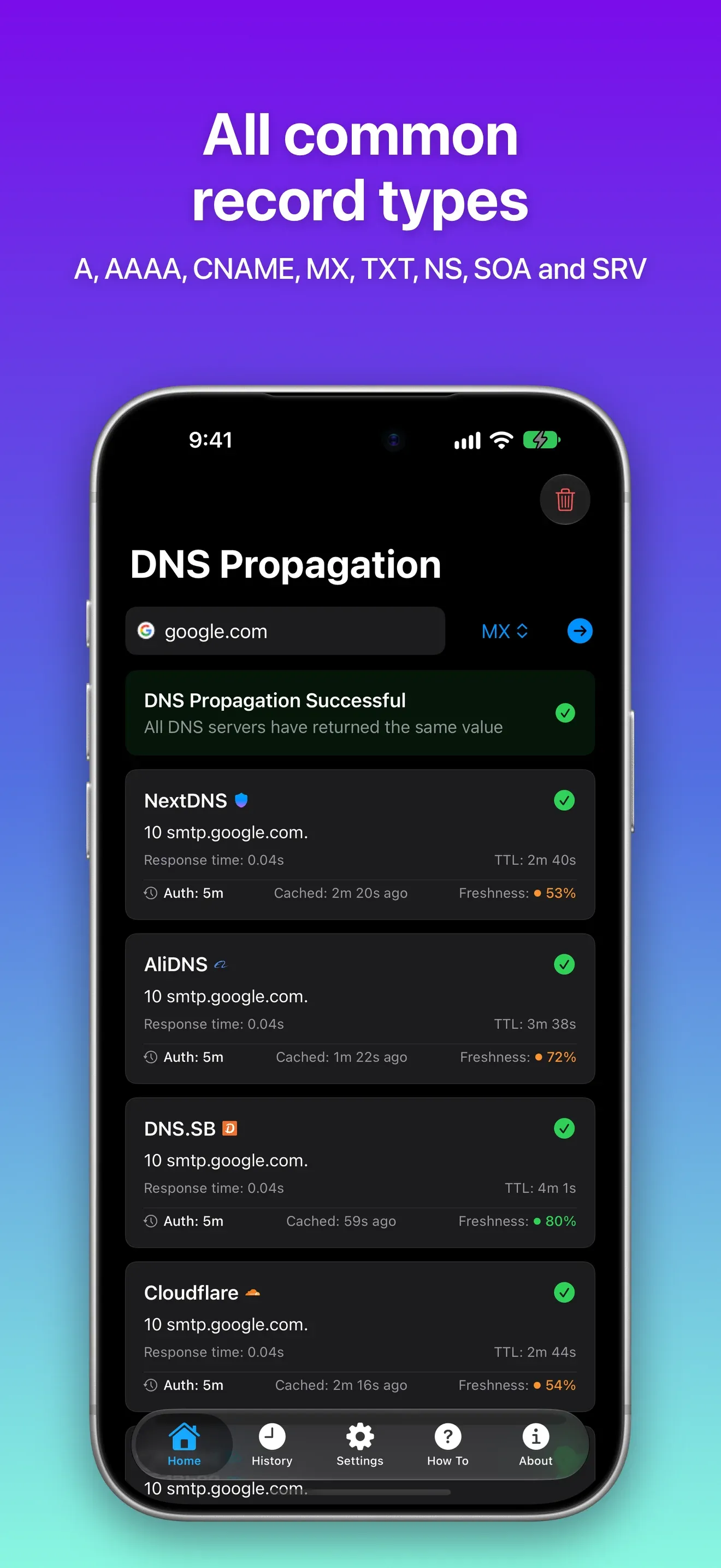 MX lookup in dark mode