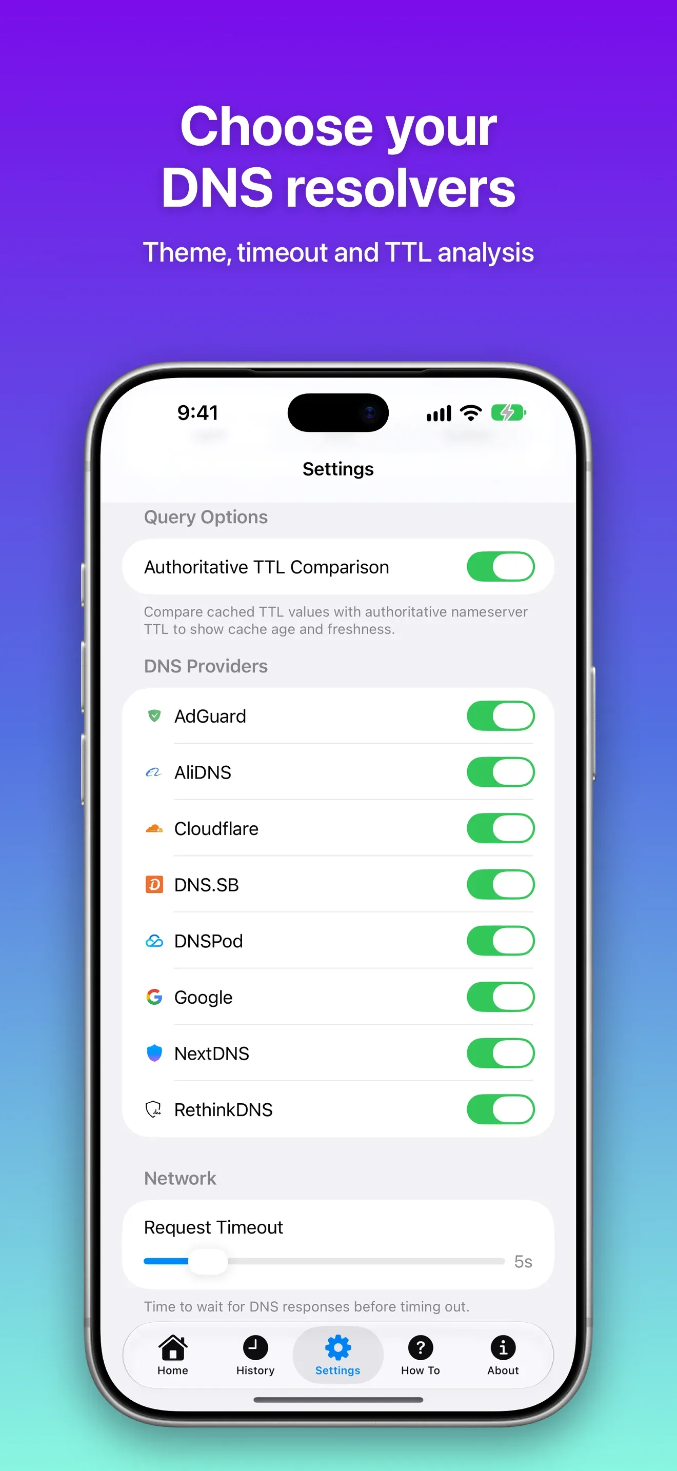 Settings with authoritative TTL comparison